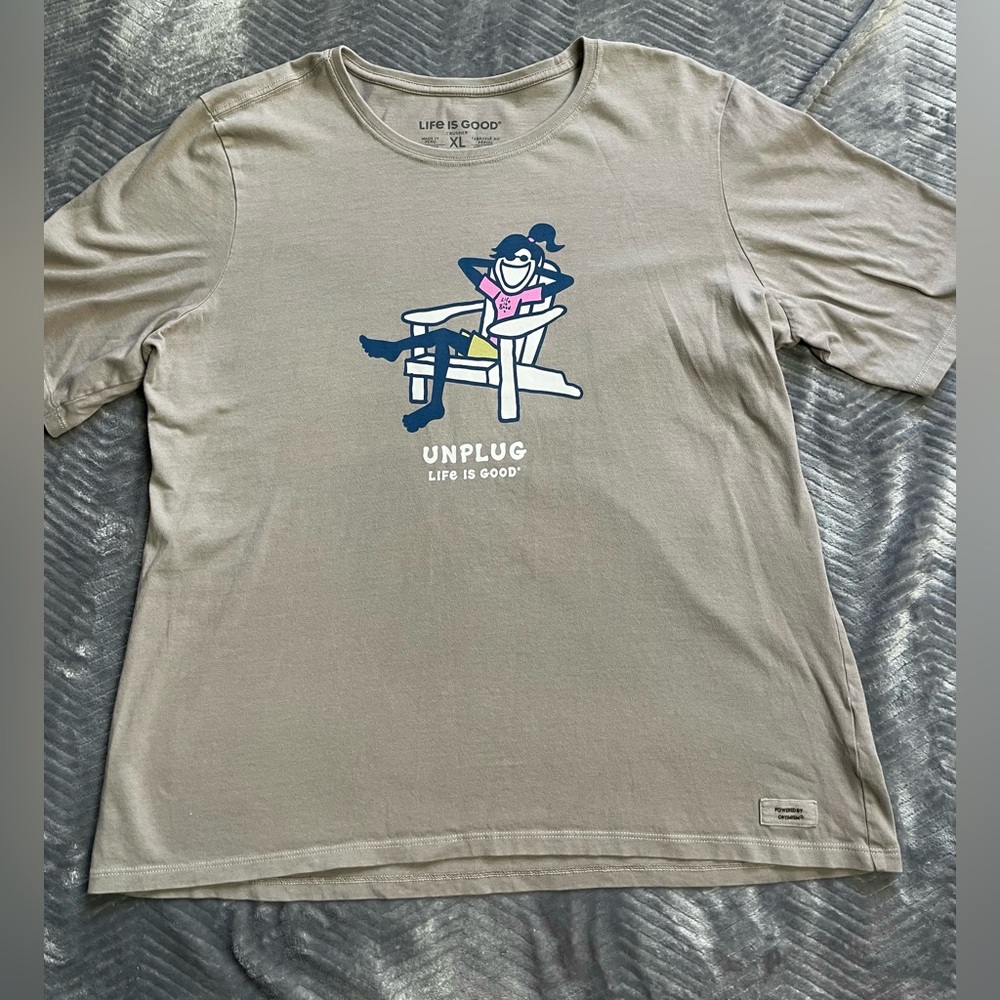 Life‎ Is Good Unplug Crusher Tee Tan XL